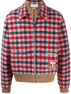 GUCCI CHECK PRINT EMBROIDERED JACKET