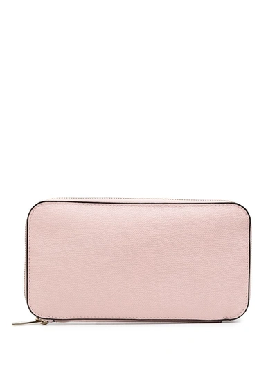 Valextra Zip Purse 12cc Wallet In Pink