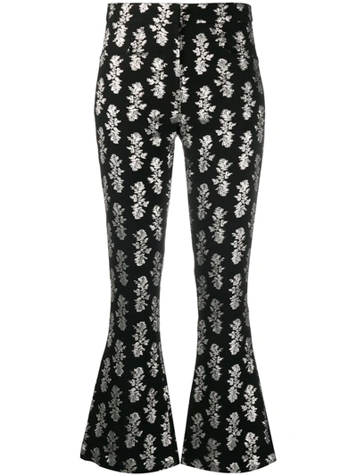 16arlington Metallic-print Flared Trousers In Balck Silver