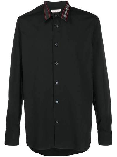 Alexander Mcqueen Cotton Shirt With Logo Detail In Black