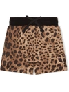 Dolce & Gabbana Jersey Bermuda Jogging Shorts With Leopard Print In Brown