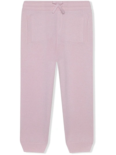 Dolce & Gabbana Kids' Cashmere Jogging Trousers With Heritage Embroidery In Pink