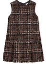 Dolce & Gabbana Tartan-check Tweed Dress In Brown