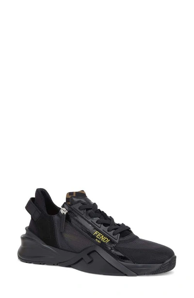 Fendi Flow Nylon Low Top Sneaker In Black