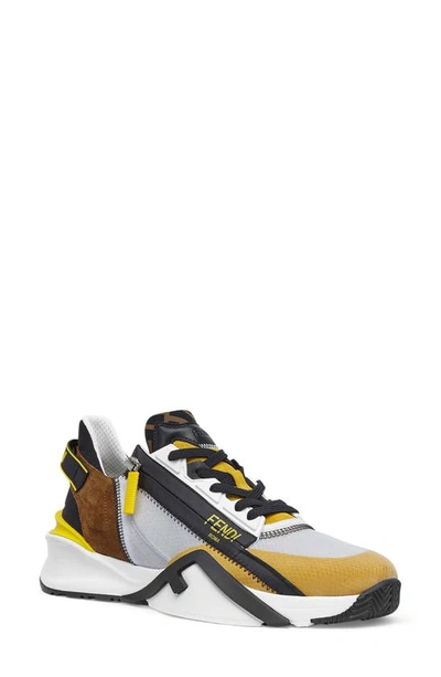 Fendi Multicolor Flow Trainers In Yellow