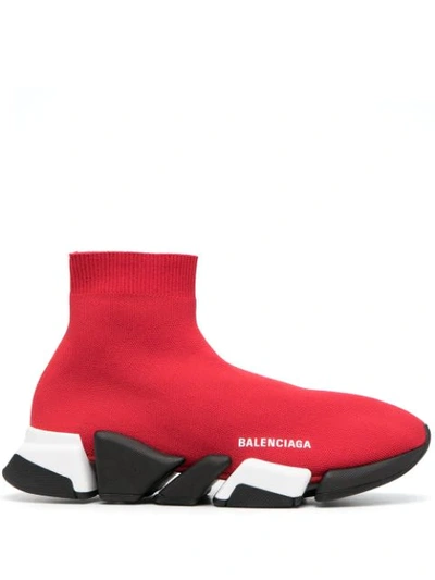 Balenciaga Men's Speed 2.0 Sneakers In Red