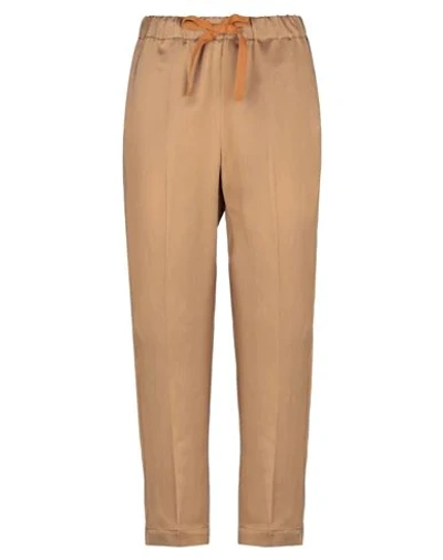 SEMICOUTURE SEMICOUTURE WOMAN PANTS CAMEL SIZE 6 VISCOSE, LINEN, ACETATE,13513500KS 4