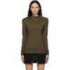 BALMAIN KHAKI WOOL & SILK TURTLENECK