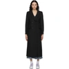 GANNI BLACK RECYCLED WOOL DOUBLE-BREASTED COAT