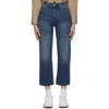 GANNI BLUE WASHED HIGH-WAISTED CROPPED JEANS
