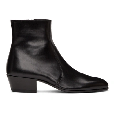 Saint Laurent Black Wyatt Zip Boots