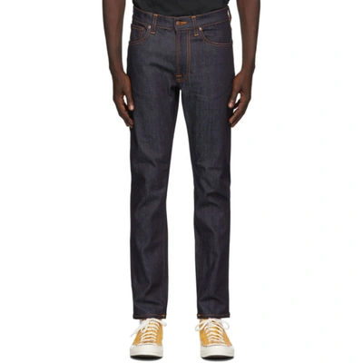 Nudie Jeans Gritty Jackson Organic-cotton Straight-leg Jeans In Navy