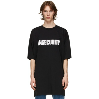 Vetements Black Oversized 'insecurity' T-shirt