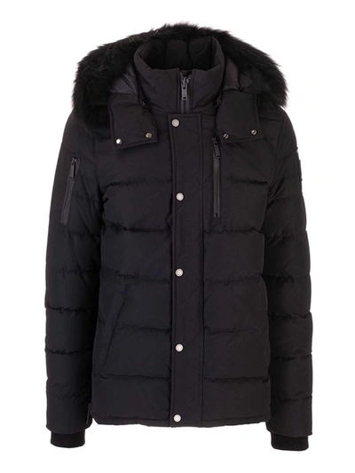 Moose Knuckles 3q Nylon Plush Shearling Down Jacket In Black