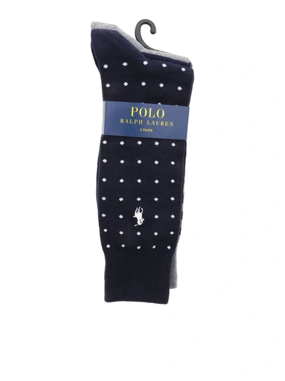 Polo Ralph Lauren 2 Socks Set In Blue And Grey In Multi