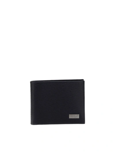 Ferragamo Textured Leather Wallet In Black