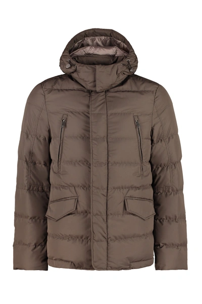 Add Hooded Down Jacket In Brown