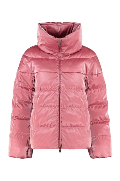 Add Iridescent Effect Nylon Down Jacket In Pink