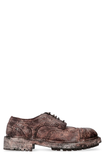 Dolce & Gabbana Vintage-look Leather Brogues In Brown