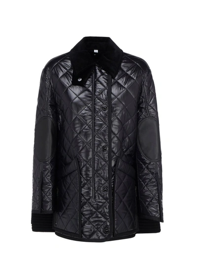 Burberry Diamond Quilted Coat In Black