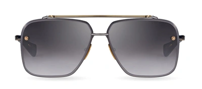 Dita Mach-six Square Sunglasses In Black Rhodium,yellow Gold