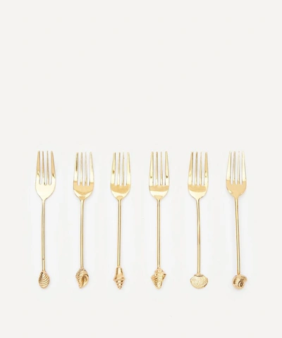 Anna + Nina Mermaid Brass Fork Set Of Six