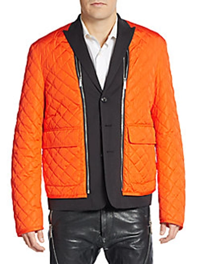 Dsquared2 Wool Vest W/ Detachable Nylon Jacket, Orange/black