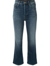 MOTHER THE TRIPPED FLARED CROPPED JEANS