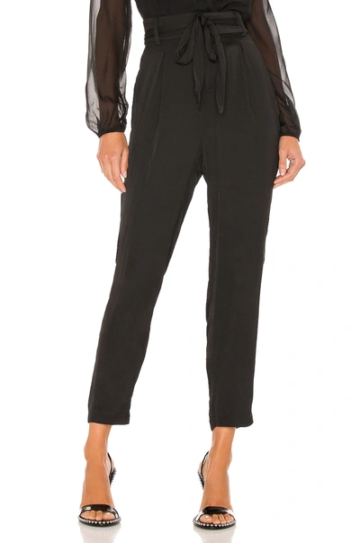 Cupcakes And Cashmere Mazzy Belted Tapered Crop Satin Trousers In Black