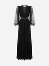 GIVENCHY PLEATED SILK AND LACE EVENING DRESS