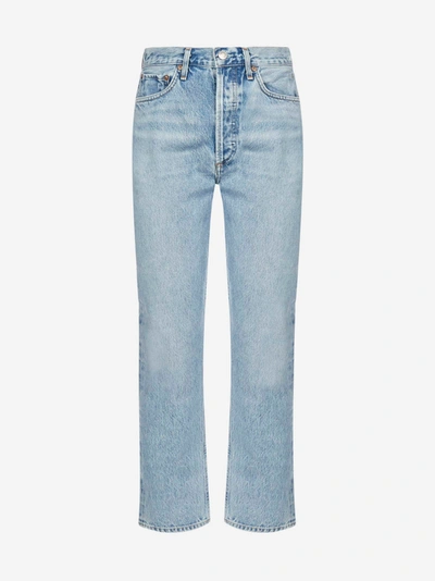 Agolde Blue Riley High-rise Straight Crop Jeans In Shiver