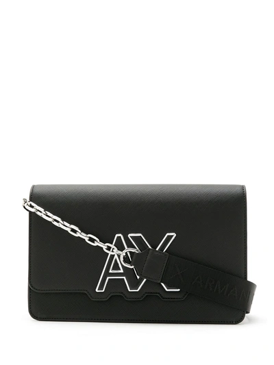 Armani Exchange Logo-plaque Crossbody Bag In Black