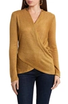 1.state Sparkle Cozy Crisscross Front Knit Top In Gold