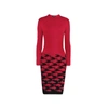 Rumour London Sea And Sky Red Illusion Houndstooth Knitted Jacquard Dress In Jacquard