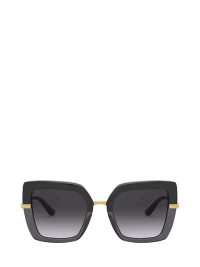 Dolce & Gabbana Square-frame Sunglasses In Top Black On Print Leo,black,grey Gradie