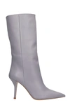 GIA X PERNILLE TEISBAEK HIGH HEELS BOOTS IN GREY LEATHER,11603356