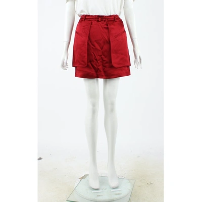 Pre-owned Valentino Red Silk Skirt