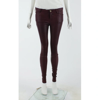 Pre-owned Current Elliott Burgundy Leather Trousers