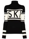 Perfect Moment Schild Intarsia Merino Wool Turtleneck Sweater In Black