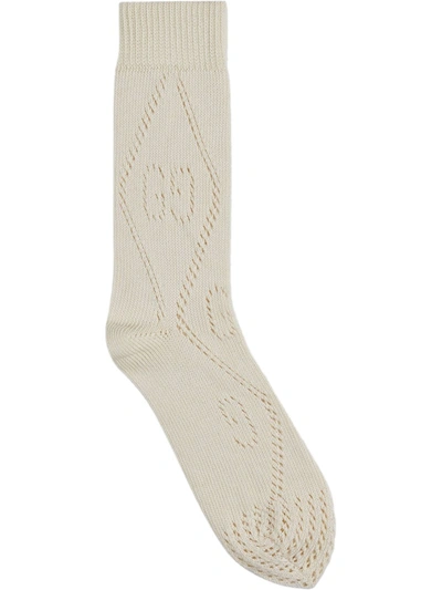 Gucci Gg Perforated Socks In White