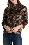 Vince Camuto Zebra Print Eyelash Knit Sweater In Falcon