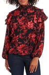 VINCE CAMUTO VICTORIAN BLOOMS TIERED RUFFLE SLEEVE BLOUSE,9160006