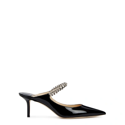Jimmy Choo Black Pumps With Crystal Strap In Patent Leather Woman In Multi