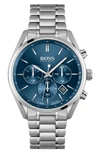 Hugo Boss Men's Chronograph Skymaster Stainless Steel Bracelet Watch 44mm Women's Shoes In Silver