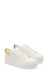 Kurt Geiger Rainbow Shop Laney Eagle Sneaker In White/ Multi Color Leather