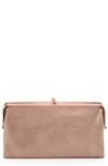 Hobo 'lauren' Leather Double Frame Clutch In Rose Dust