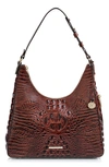 Brahmin Tabitha Croc Embossed Leather Shoulder Bag In Pecan