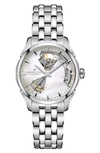 Hamilton Women's Swiss Automatic Jazzmaster Open Heart Stainless Steel Bracelet Watch 36mm In White/ Silver