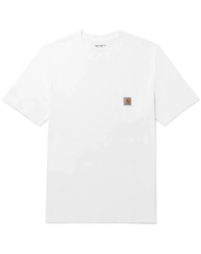 Carhartt Men White Cotton T-shirt, L Luxury T-shirts For Men Darveys