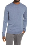 Nordstrom Men's Shop Washable Merino Crewneck Sweater In Blue Chip Heather